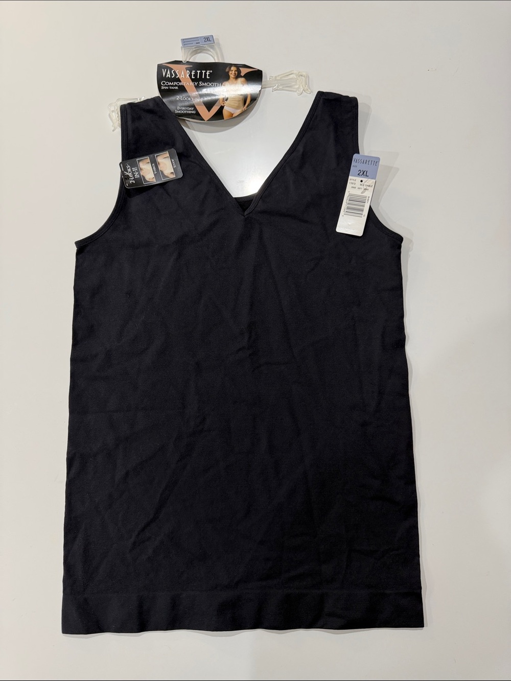 Vassarette Black Seamless V-Neck Shaping Tank Top